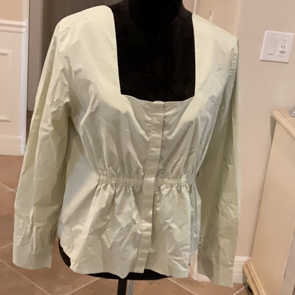 HARSHMAN puff sleeve baby doll blouse, button down front, size M